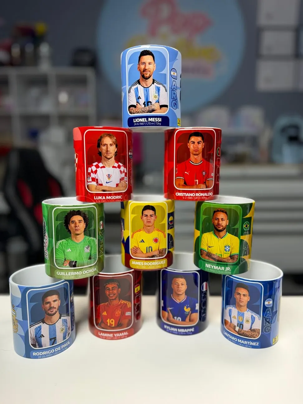 Colección de vasos personalizados de fútbol