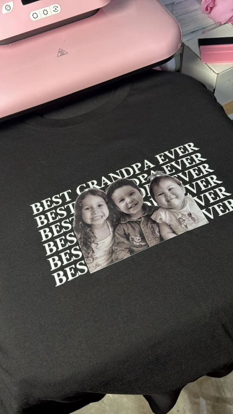 Camiseta Best Grandpa Ever personalizada con fotografía familiar