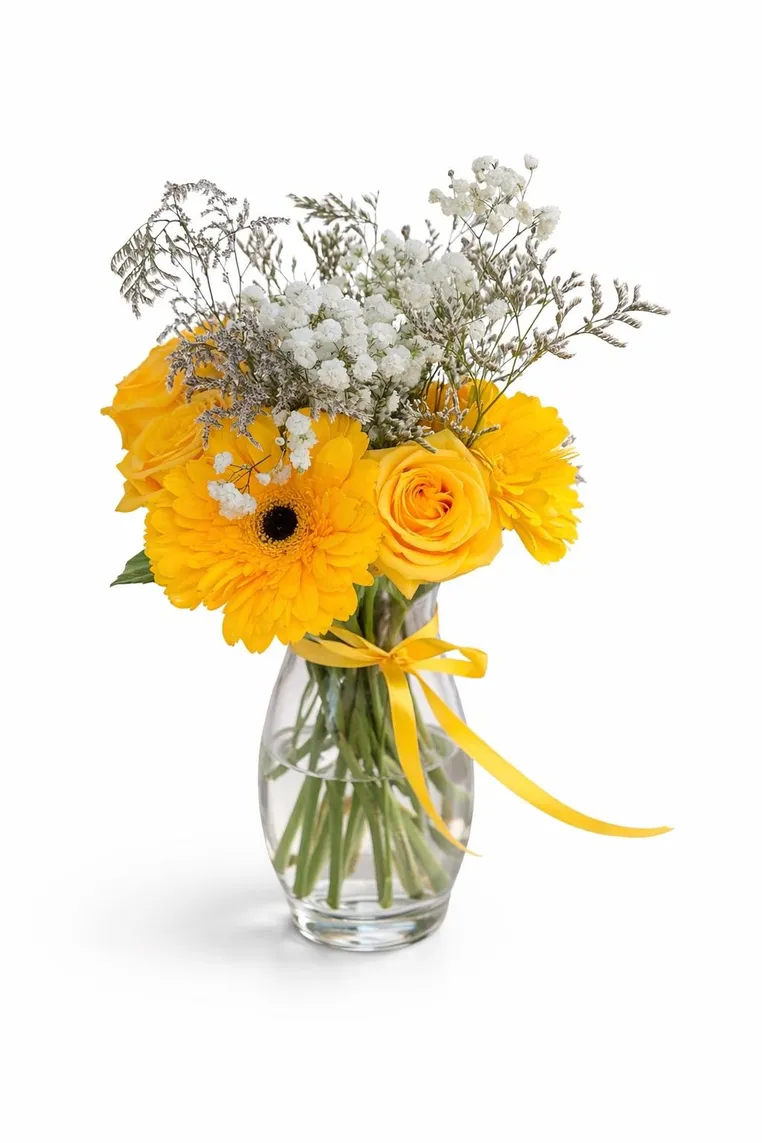 Arreglo amarillo en florero de POP