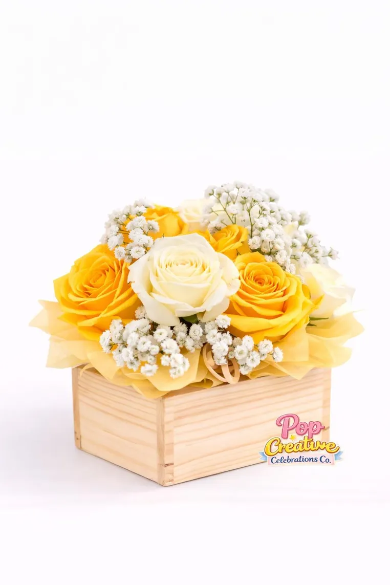 Caja floral amarilla de POP